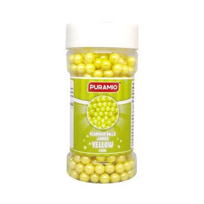 Puramio Glamour Balls Jumbo - Yellow (7mm) | for Cake Decoration, 150g