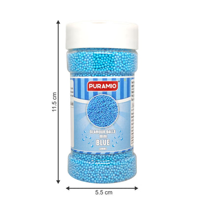 Puramio Glamour Balls Mini - Blue (2mm) | for Cake Decoration, 150g