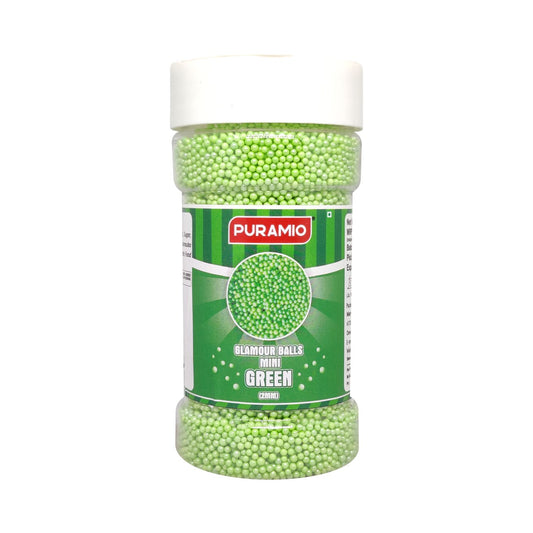 Puramio Glamour Balls Mini - Green (2mm) | for Cake Decoration, 150g