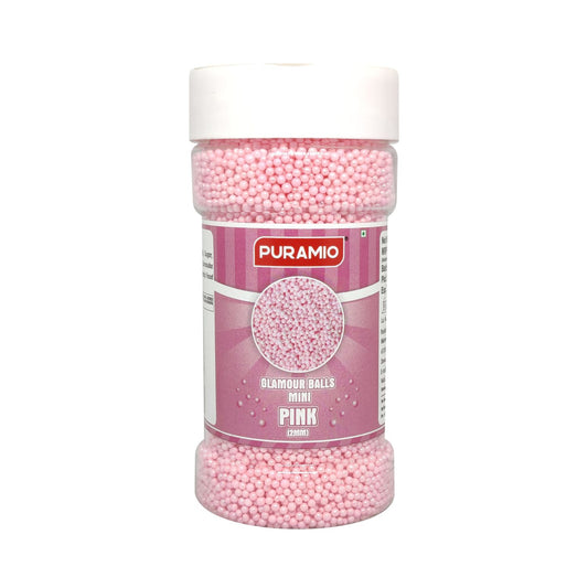 Puramio Glamour Balls Mini - Pink (2mm) | for Cake Decoration, 150g