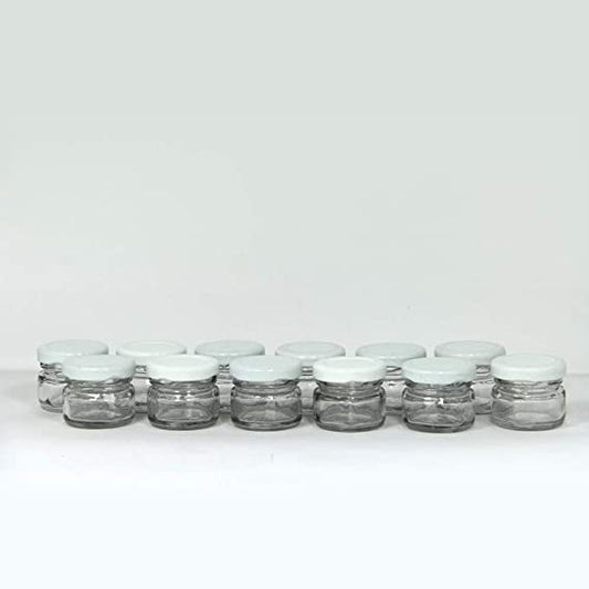 Puramio 28ml Round Glass Bottle with Metal Cap - Set of 12