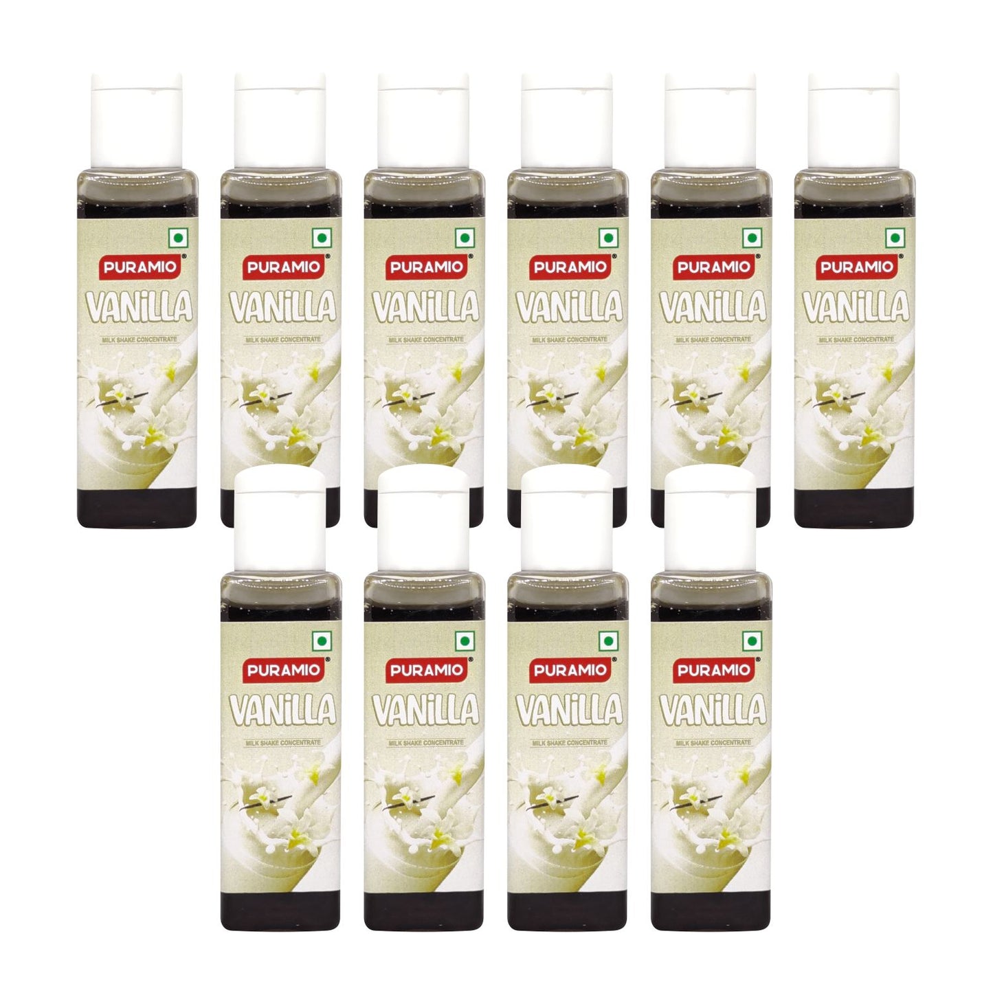 Puramio Milk Shake Mix | Concentrate- (Vanilla) [For Milk Shakes/Mocktails/Flavoured Juices], 30ml Each (Pack Of 10)