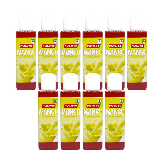 Puramio Milk Shake Mix | Concentrate- (Mango) [For Milk Shakes/Mocktails/Flavoured Juices], 30ml Each (Pack Of 10)