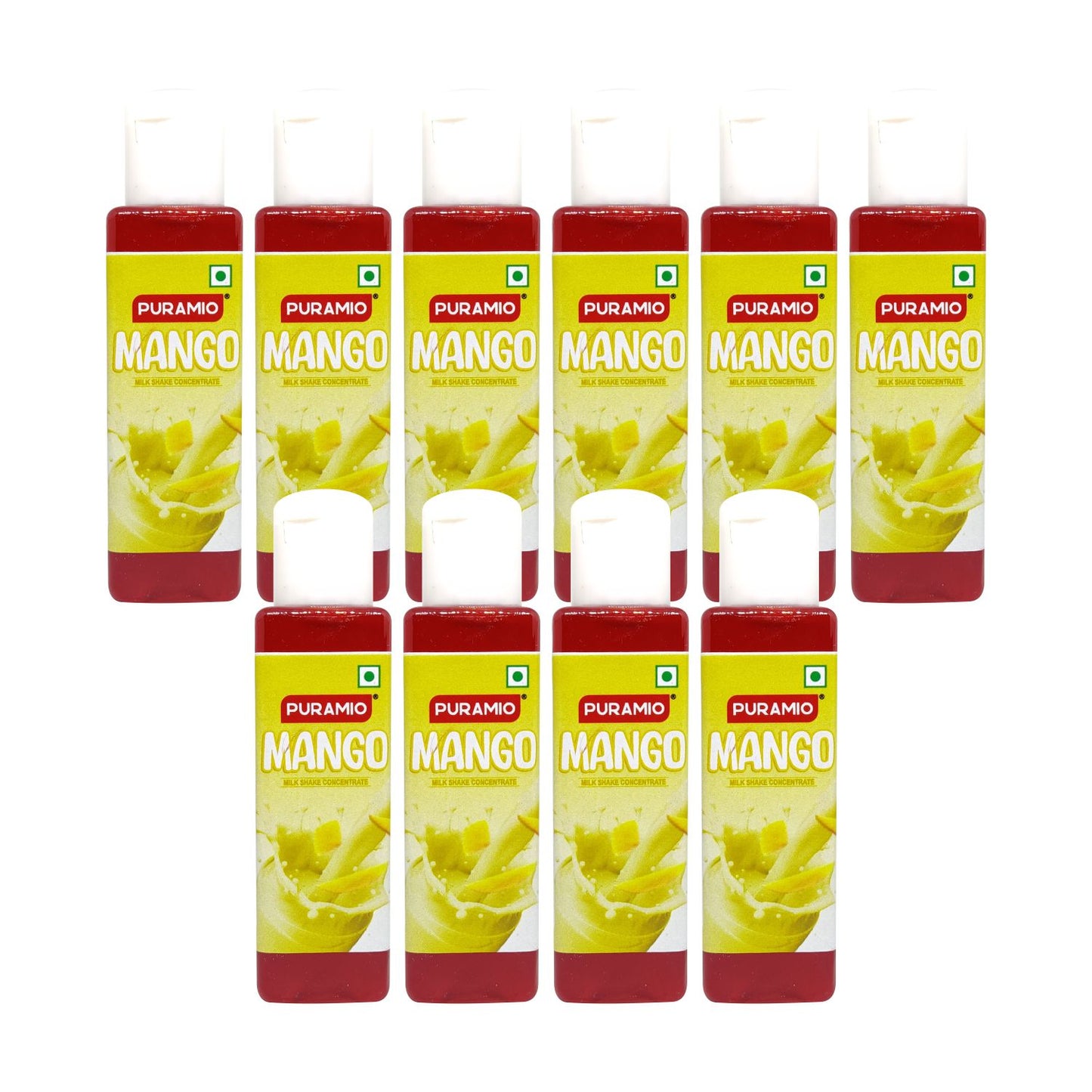 Puramio Milk Shake Mix | Concentrate- (Mango) [For Milk Shakes/Mocktails/Flavoured Juices], 30ml Each (Pack Of 10)