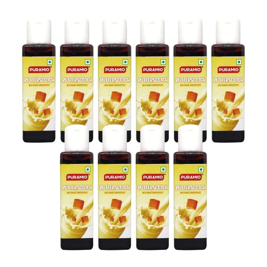Puramio Milk Shake Mix | Concentrate- (Butterscotch) [For Milk Shakes/Mocktails/Flavoured Juices], 30ml Each (Pack Of 10)