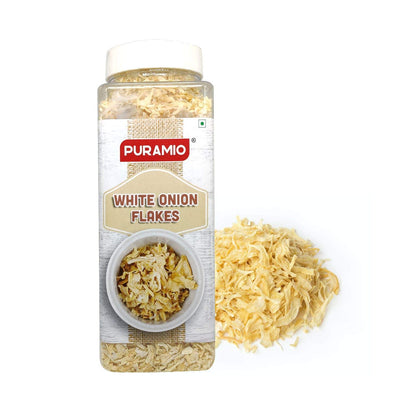 Puramio Combo Pack of - [100% Natural] White Onion Flakes, (300g) & Red Onion Flakes, (200g)