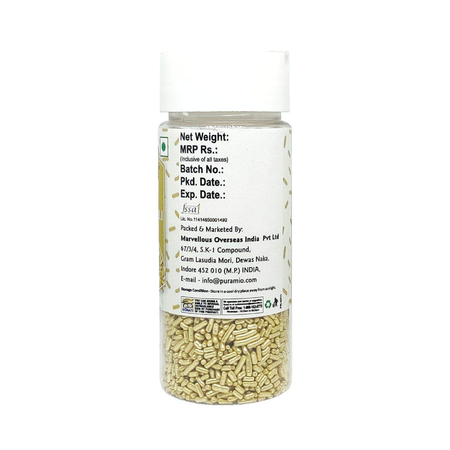 Puramio Combo Pack of 2 Golden & Silver Vermicelli (with Real Silver Vark) for Cake Decoration, (Pack of 2 (100 G))