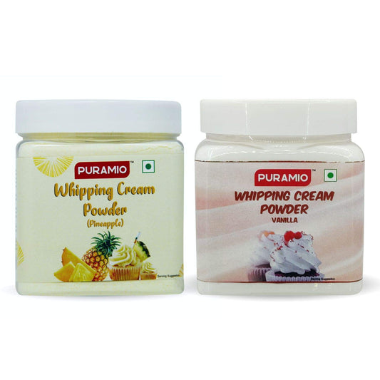 Puramio Whipping Cream Powder Combo of- Vanilla & Pineapple, (250g x 2)
