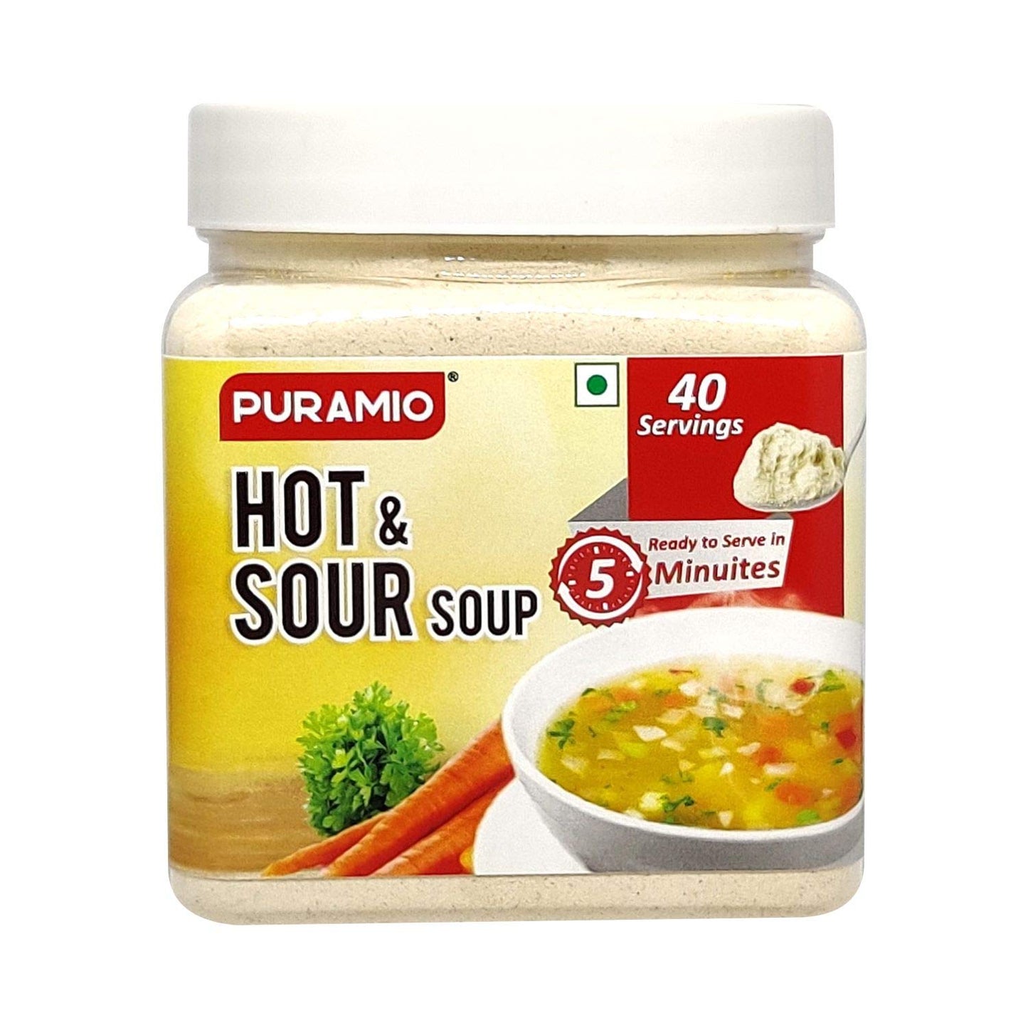Puramio Soup Premix Combo Pack of 2 - Tomato and Hot & Sour, 250g Each