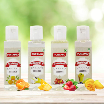 Puramio Culinary Liquid Fruit Essence, 30ml Each - Pack of 4 - Pineapple, Orange, Strawberry & Mango