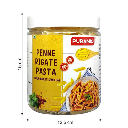 Puramio Combo Pack - Penne Rigate (600g), Gomiti Rigate (600g) & Fusilli Durrum Wheat Semolina Pasta, (480g)