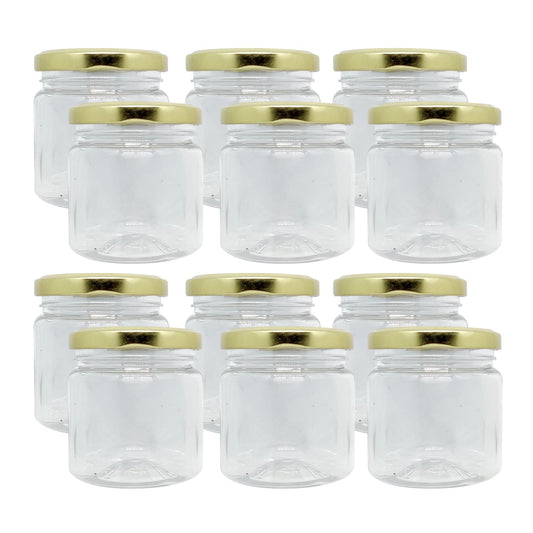 Puramio 200ml Pet Jar with Golden Metal Cap - Set of 12