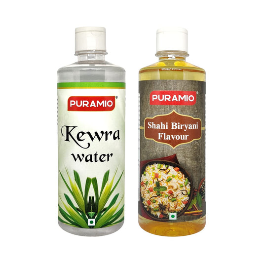Puramio Biryani Combo Pack of- Kewra Water & Shahi Biryani Flavour (for Biryani & Mughlai Dishes), 500ml Each