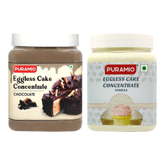 Puramio Combo Pack - Eggless Cake Concentrate - Vanilla & Chocolate, 600g Each