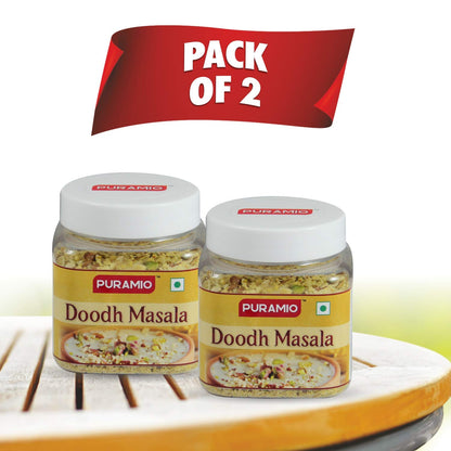 Puramio Milk / Doodh Masala - Premium Home Made (No Added Sugar), Real Dry Fruits and Saffron (Kesar) - 125g (Pack of 2)