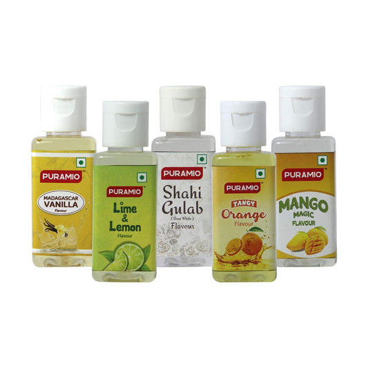 Flavour Combo (Madagascar Vanilla + Lime & Lemon + Shahi Gulab + Tangy Orange + Mango Magic)
