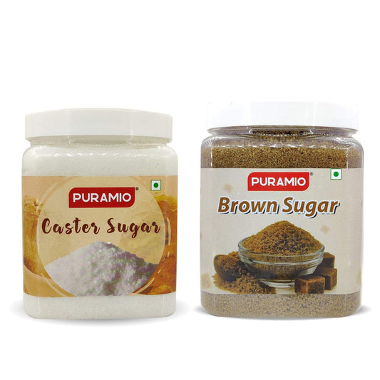 Puramio Combo Pack- Caster Sugar,1000g and Brown Sugar, 800g
