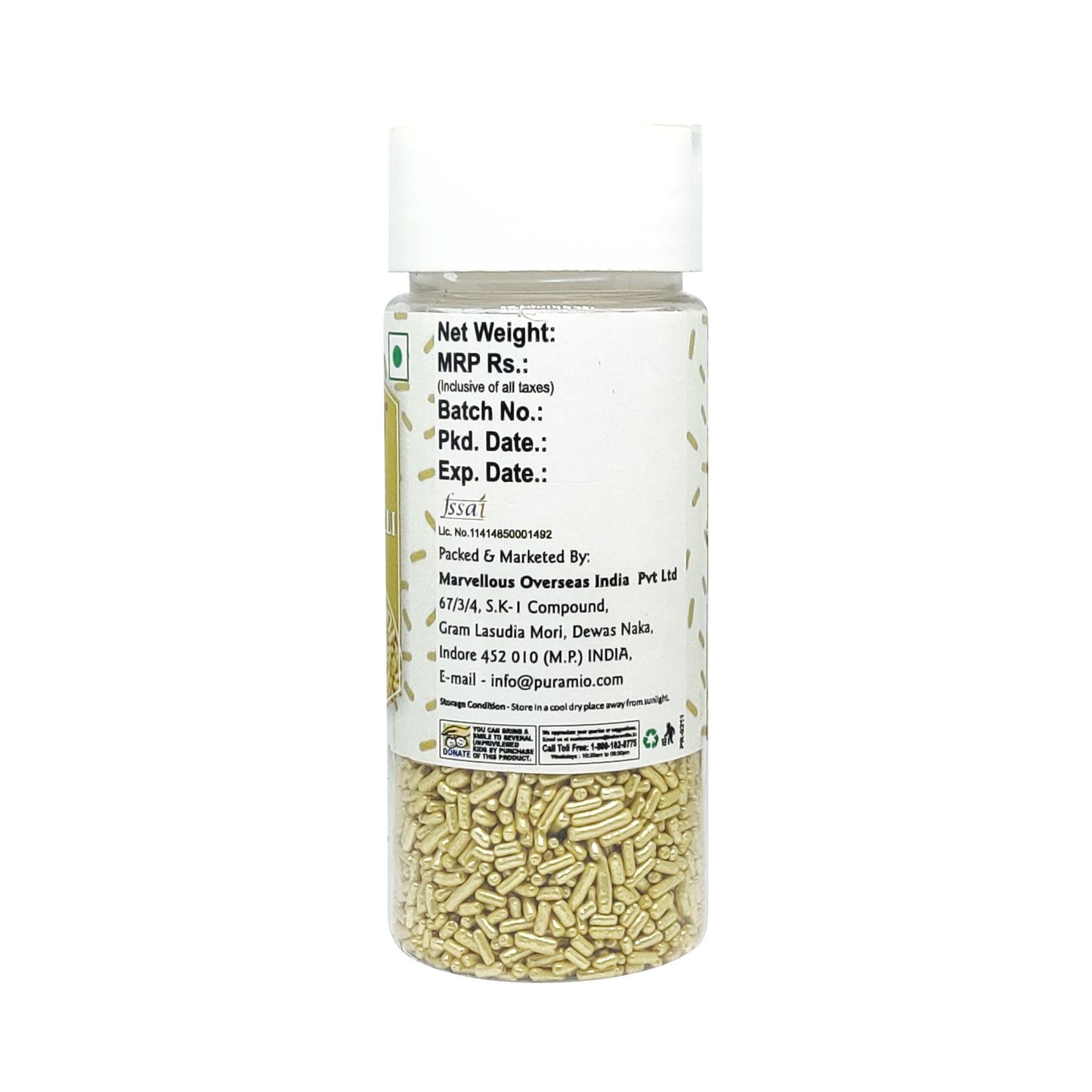 Puramio Golden Vermicelli Sprinkles (with Real Silver Vark) for Cake Decoration