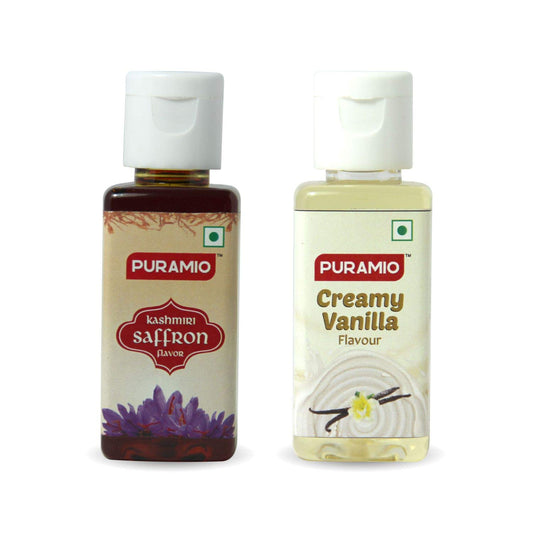 Puramio Combo Concentrated Flavours - Kashmiri Saffron + Creamy Vanilla Each 50ml