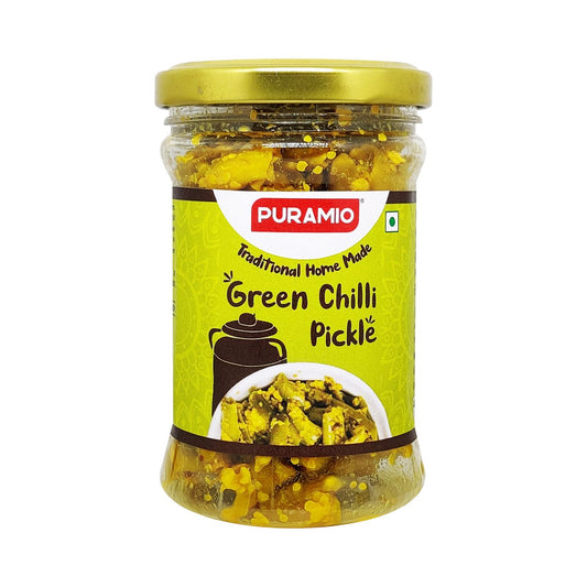 Puramio "Traditional Home Made Green Chilli Pickle, (Hari mirch ka achar), 150gm