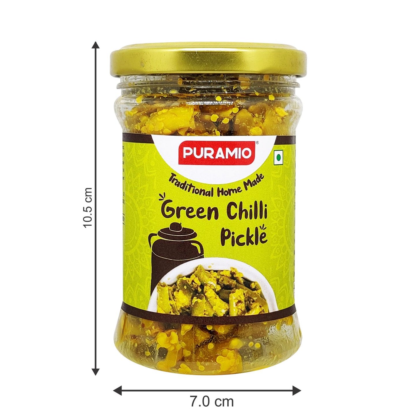 Puramio "Traditional Home Made Green Chilli Pickle, (Hari mirch ka achar), 150gm
