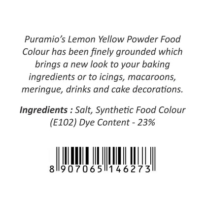 Puramio Powder Food Colour - Lemon Yellow 125g