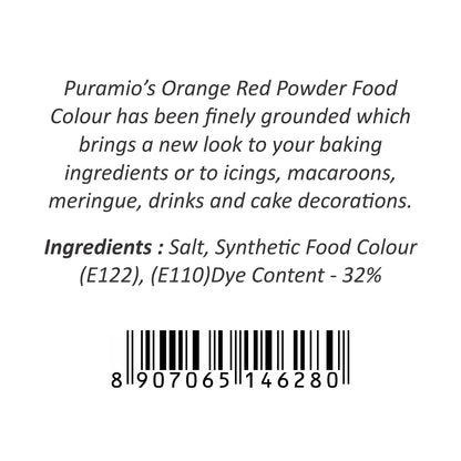 Puramio Powder Food Colour - Orange Red 125g