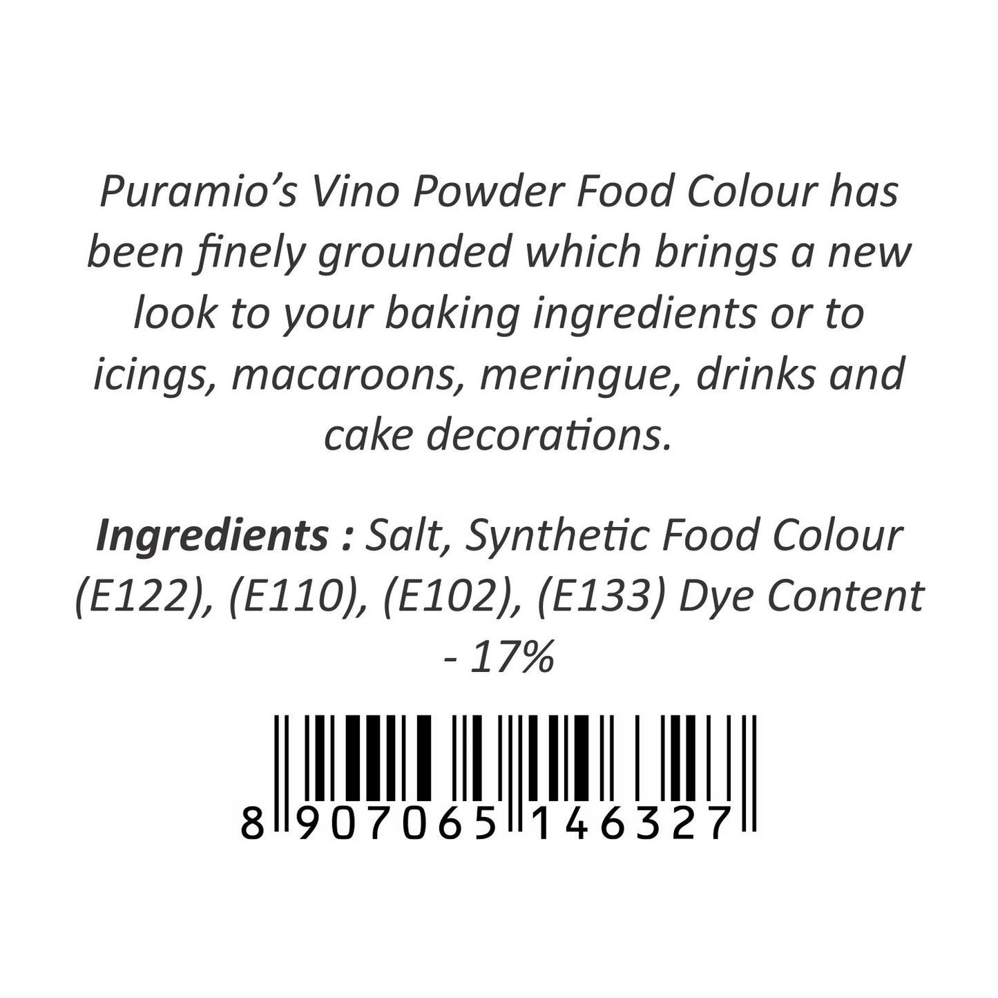 Puramio Powder Food Colour - Vino 125g