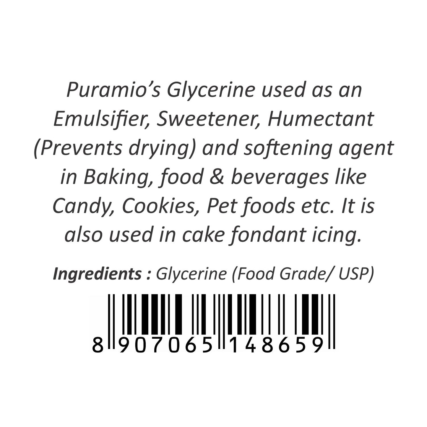 Puramio [100% Pure] Glycerine (Food Grade), 600g