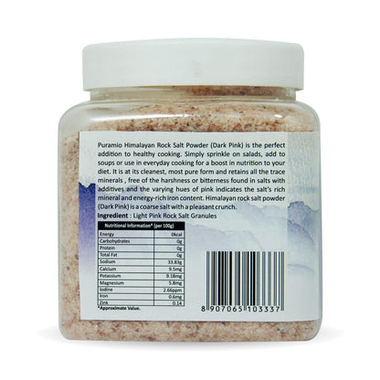 Puramio Himalayan Pink Rock Salt Powder - Dark, 1Kg