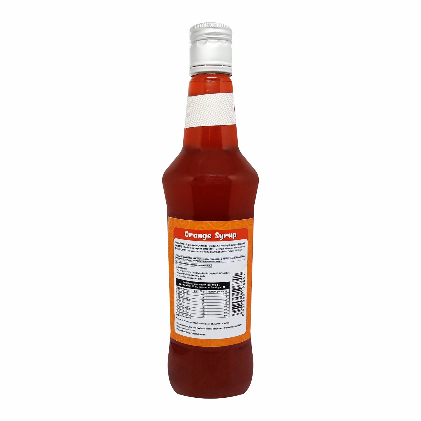 Puramio Orange Syrup for Cocktails/Mocktails/Lemonades/Ice Gola/Cold Brew Coffees, 750ml