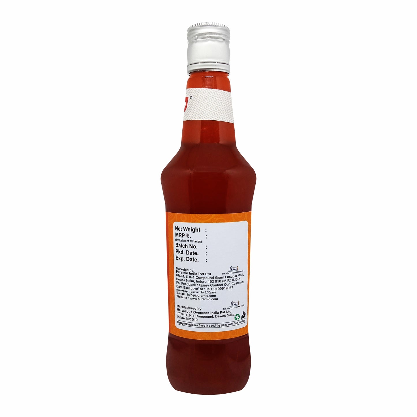 Puramio Orange Syrup for Cocktails/Mocktails/Lemonades/Ice Gola/Cold Brew Coffees, 750ml