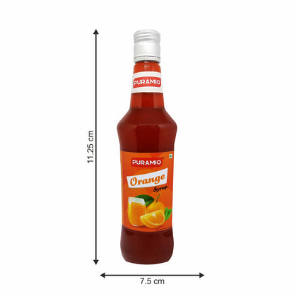 Puramio Orange Syrup for Cocktails/Mocktails/Lemonades/Ice Gola/Cold Brew Coffees, 750ml