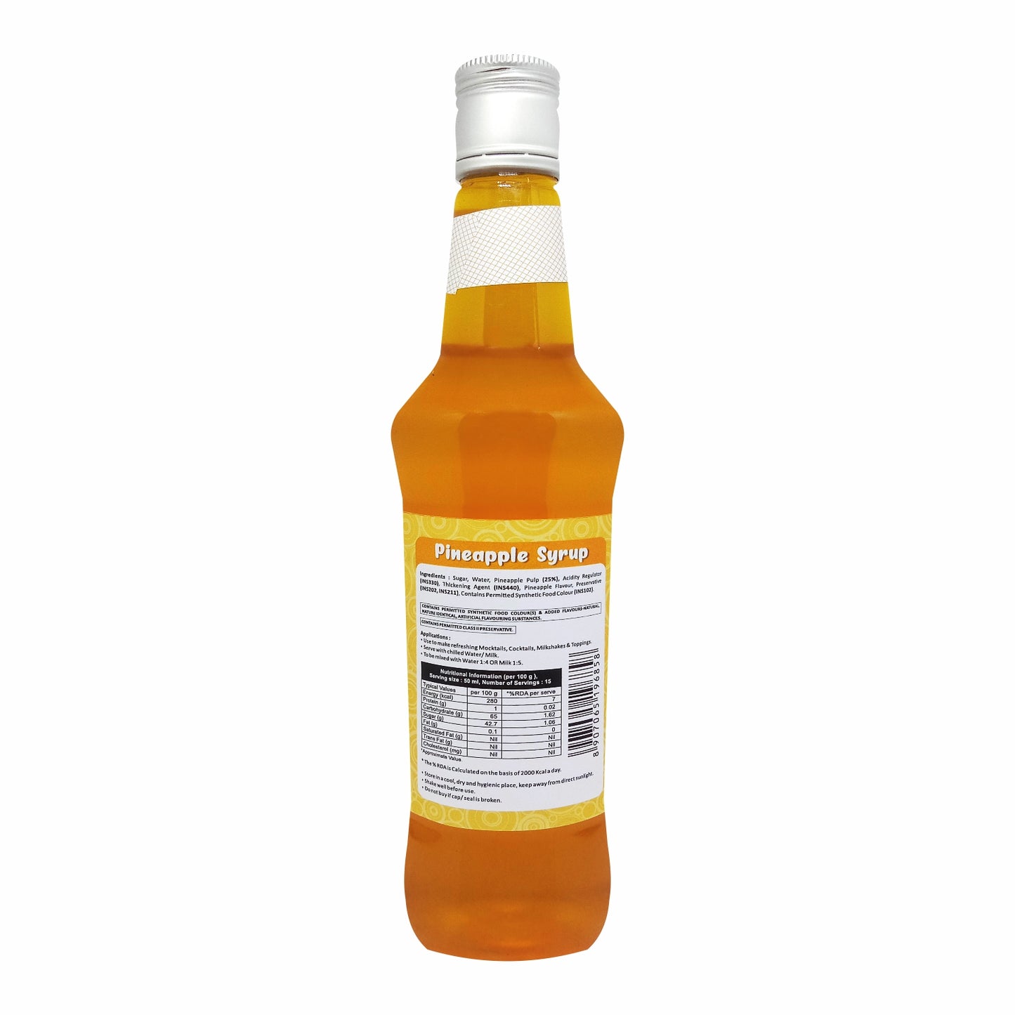 Puramio Pineapple Syrup for Cocktails/Mocktails/Lemonades/Ice Gola/Cold Brew Coffees, 750ml