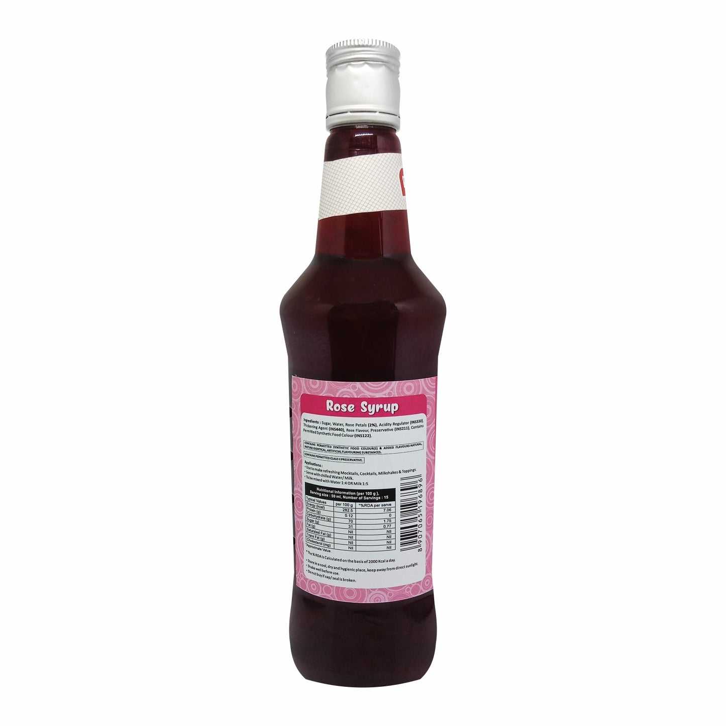 Puramio Rose Syrup for Cocktails/Mocktails, 750ml