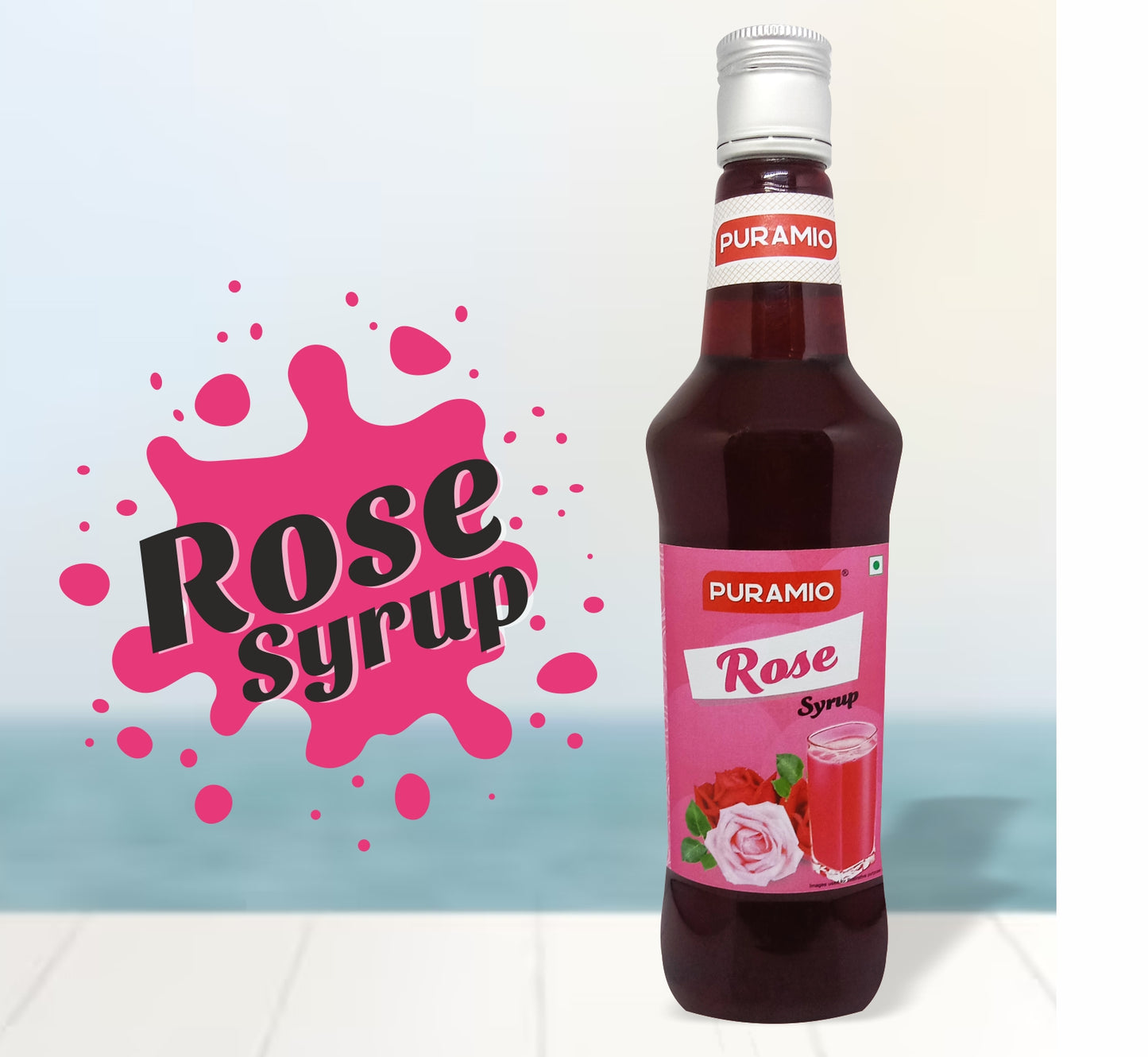Puramio Rose Syrup for Cocktails/Mocktails, 750ml